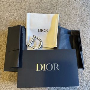Metallic Christian Dior buckle belt